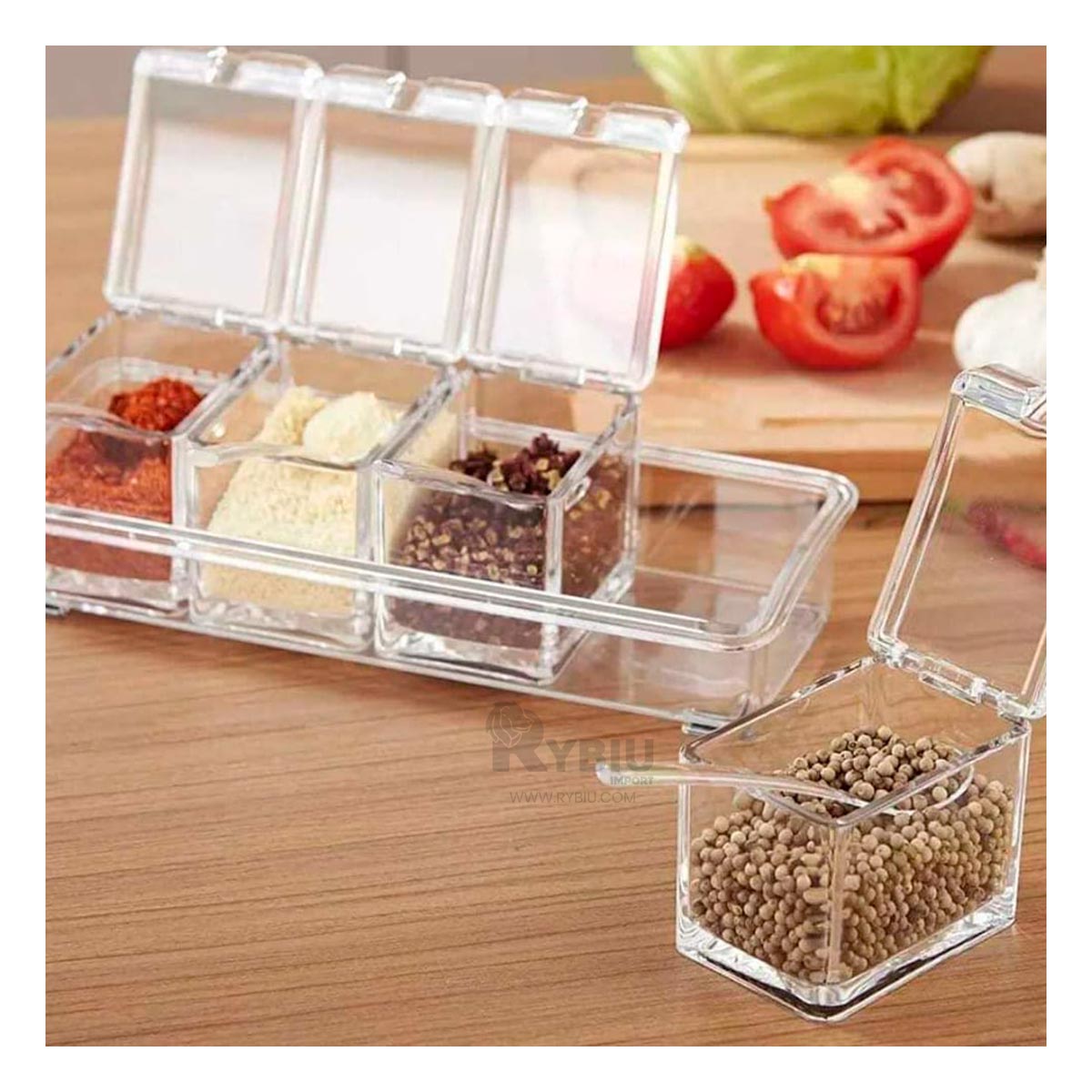 Condimenteros Desmontables con Cucharita en Transparente