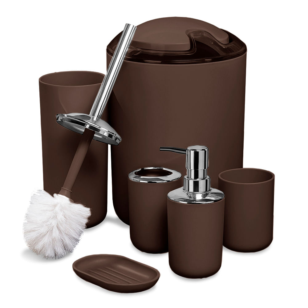 Kit de 6 Accesorios de Baño Elegante Marrón C25