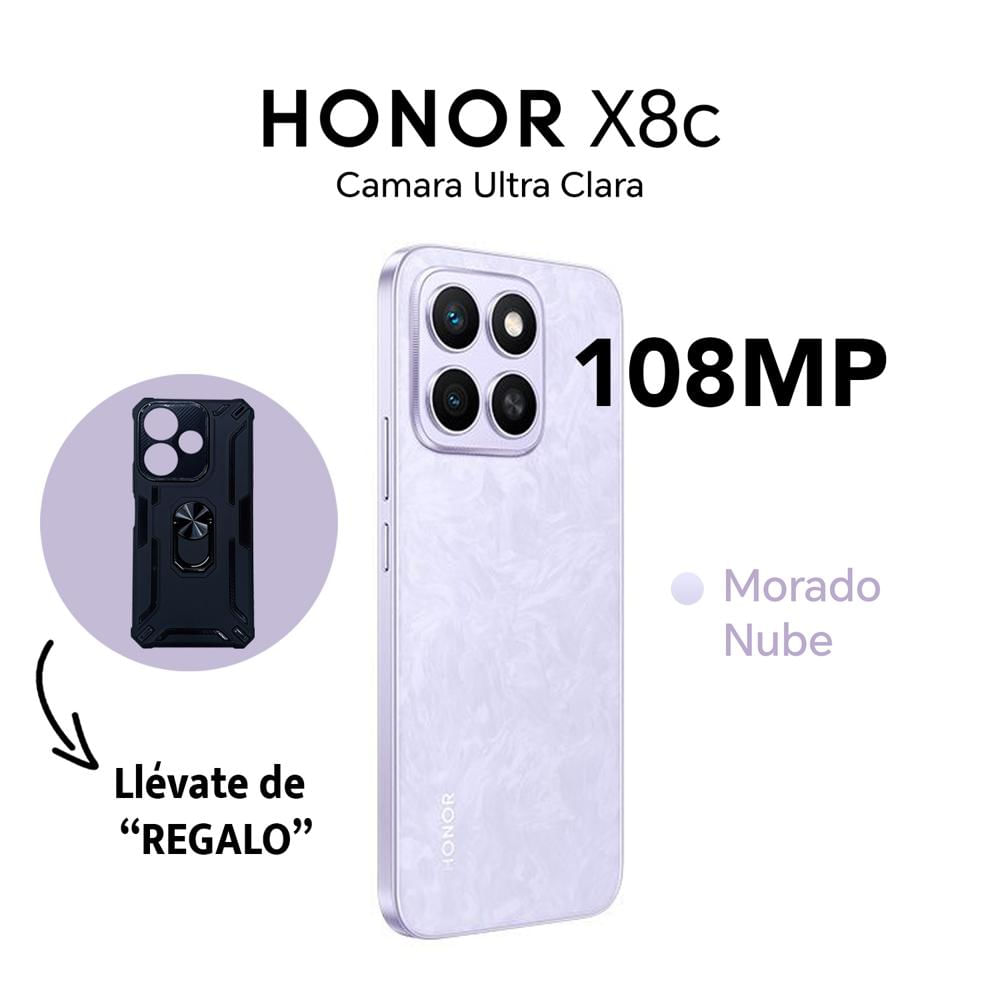Celular Honor X8C 8GB RAM 256GB Morado Nube + Estuche de regalo