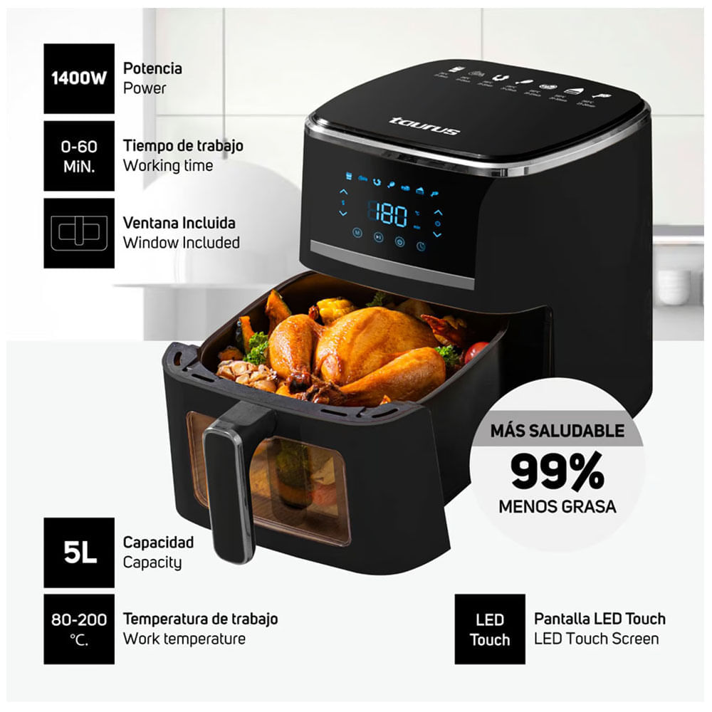Freidora de Aire Taurus 5L Mod. Silver Fryer