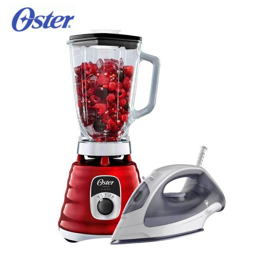 COMBO OSTER Licuadora Clásica 700W Roja Plancha A Vapor