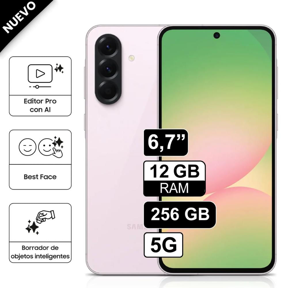 Celular Samsung Galaxy A56 5G 256GB 12GB RAM cámara principal 50MP frontal 12MP 67 Rosado