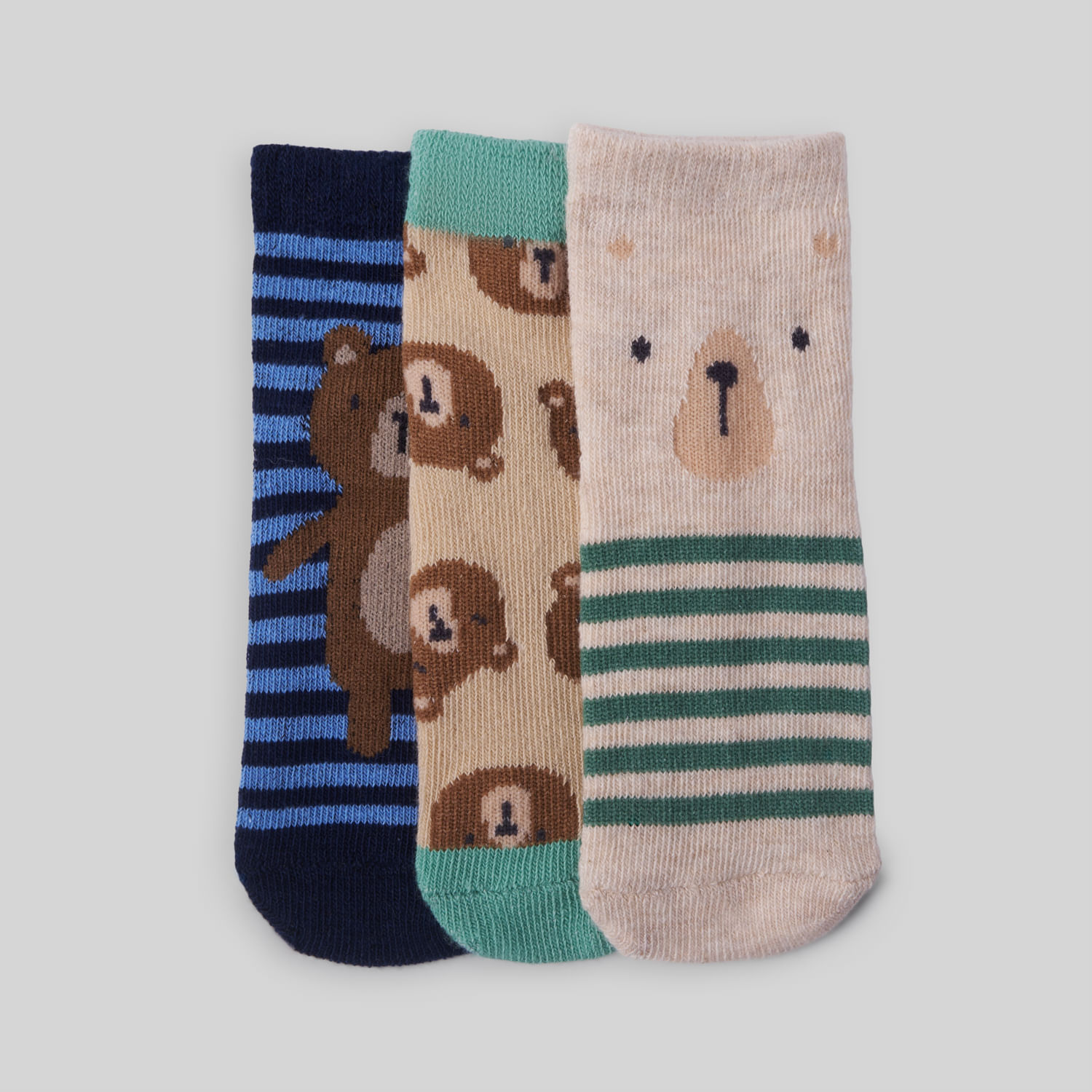 Medias Para Bebe Niño Pack X3 Bear T1