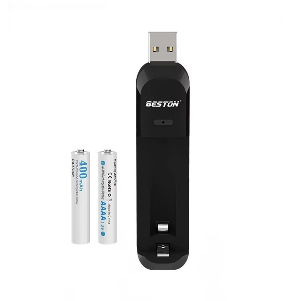 Pilas Recargables BESTON AAAA Alcalina. Incluye cargador USB