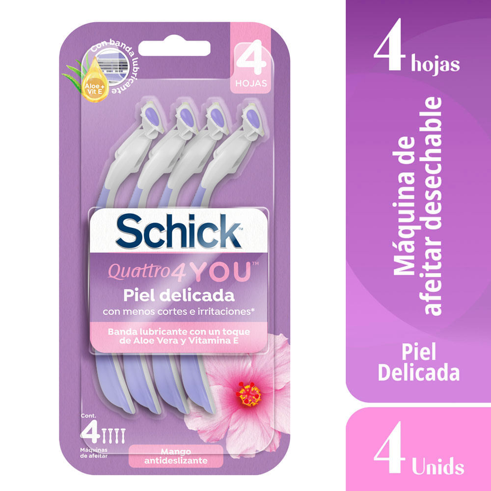 Maquina de Afeitar SCHICK Quattro You Piel Delicada Paquete 4un