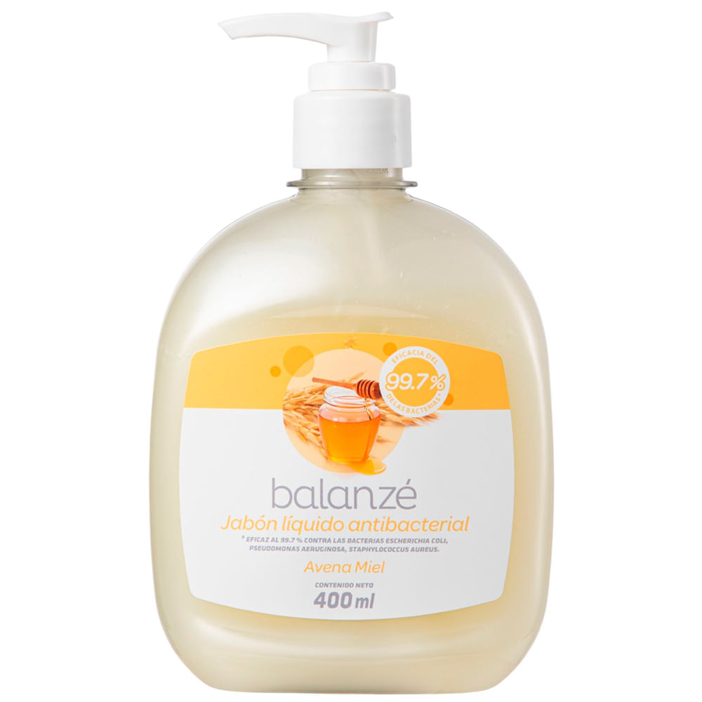 Jabón Líquido Antibacterial BALANZÉ Avena Miel Frasco 400ml