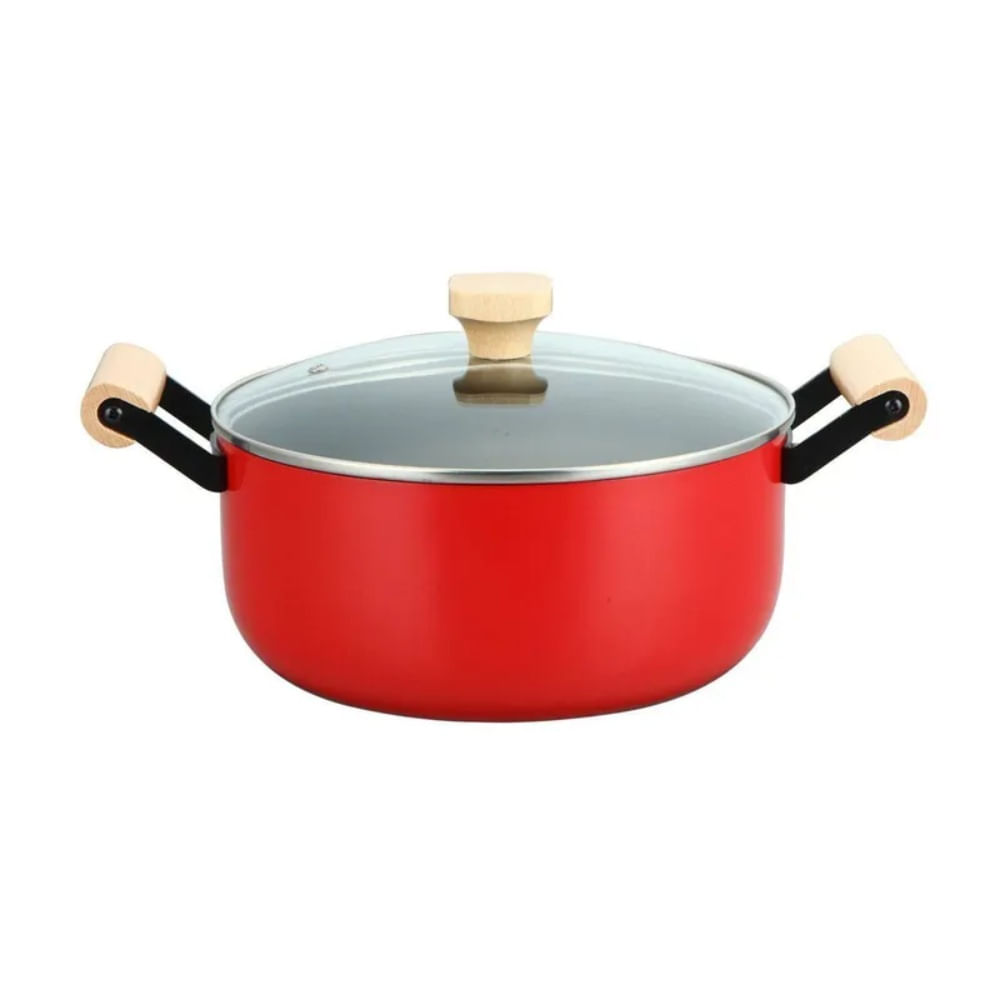 Olla Antiadherente Raspberry N°22 Tapa Vidrio