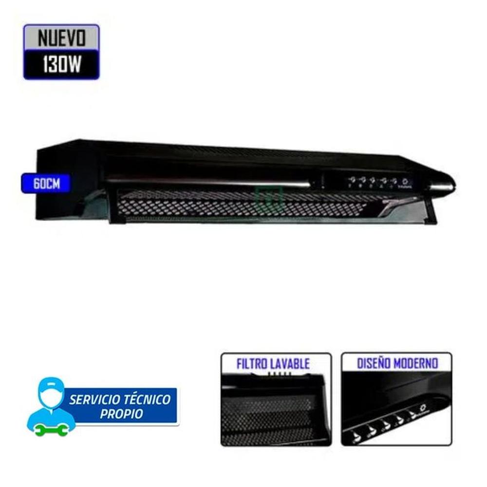 CAMPANA EXTRACTORA INDURAMA - CEI-602NE 3 VELOCIDADES 60CM  NEGRO