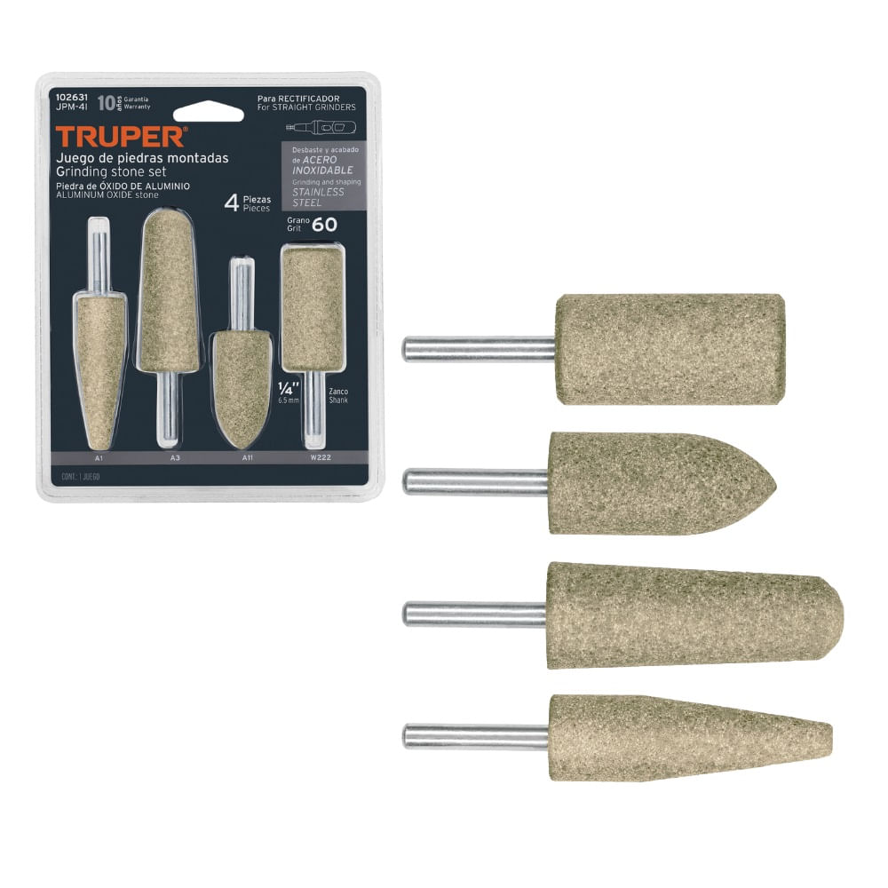 Juego de 4 piedras montadas zanco 1/4" JPM-41 Truper