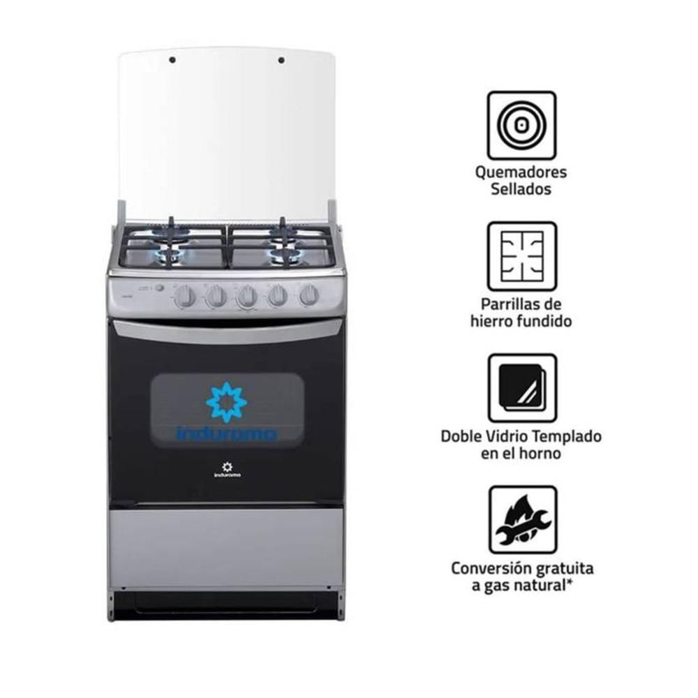 COCINA INDURAMA CORUÑA DE 4 HORNILLAS GRIS