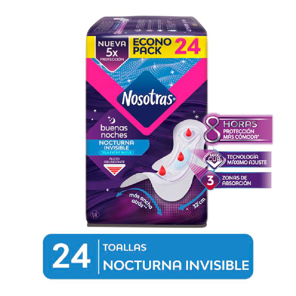 Toallas Higiénicas NOSOTRAS Buenas Noches Invisible Paquete 24un