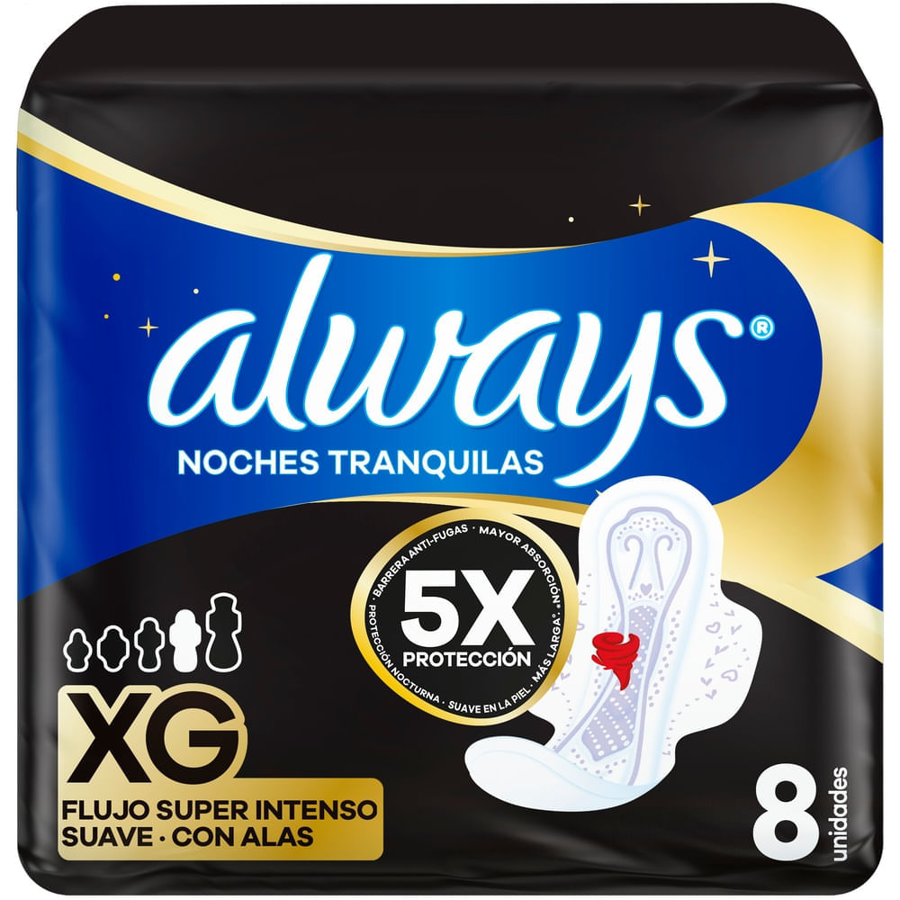 Toallas Femeninas Nocturna Suave ALWAYS XG Paquete 8un