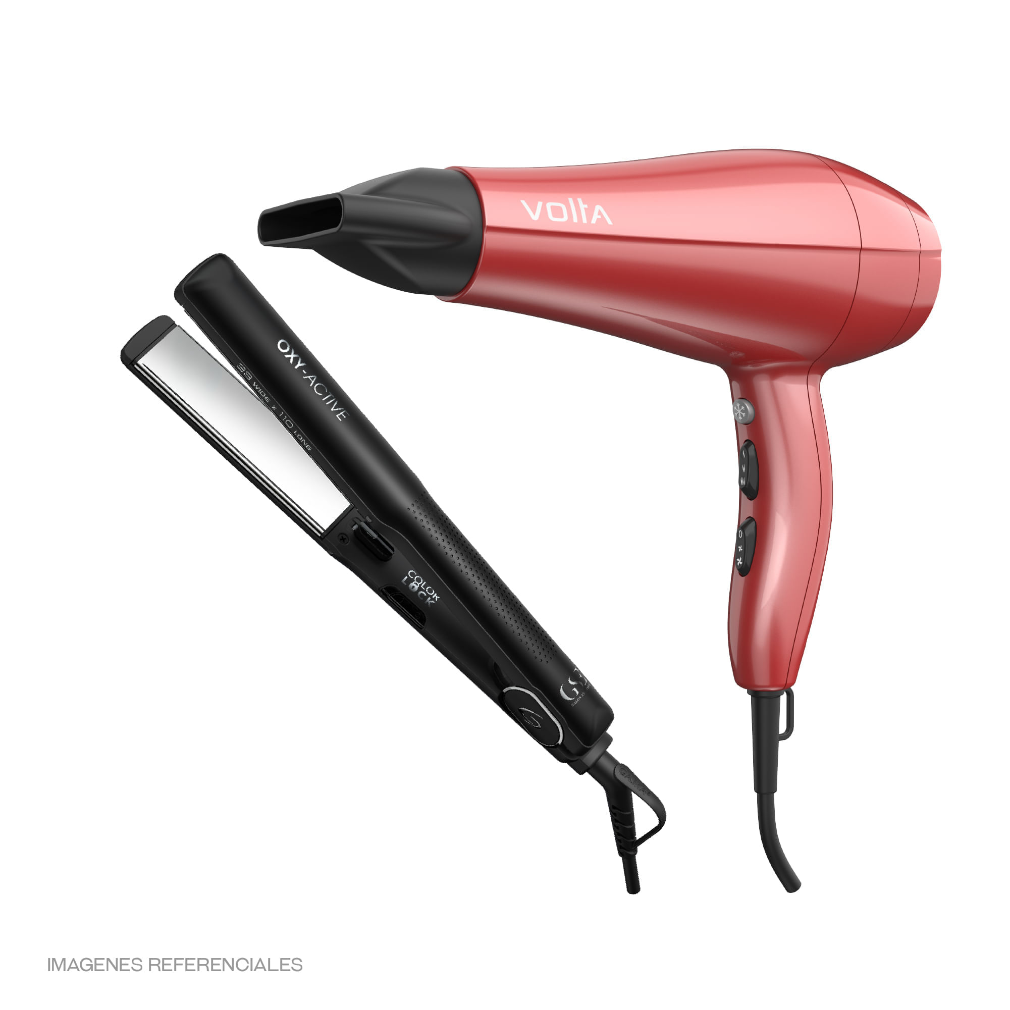 Pack Profesional GAMA Secadora + Plancha Rojo