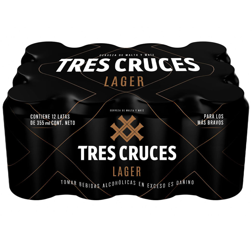 Cerveza TRES CRUCES Lager Lata 355ml Paquete 12un