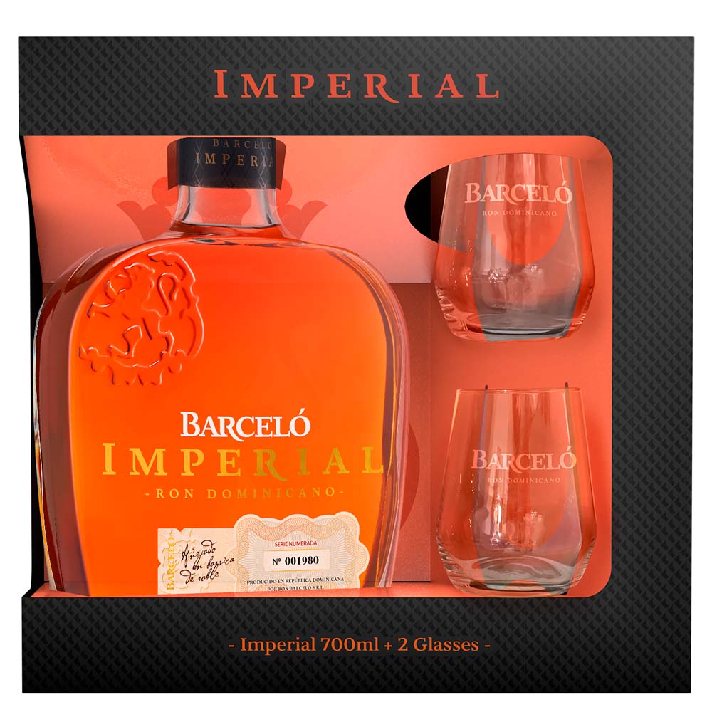 Ron BARCELÓ Botella 750ml + 2 Vasos