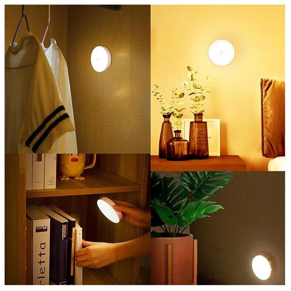 Pack de 4 Foco Lámpara Led con Sensor de Movimiento Recargable USB