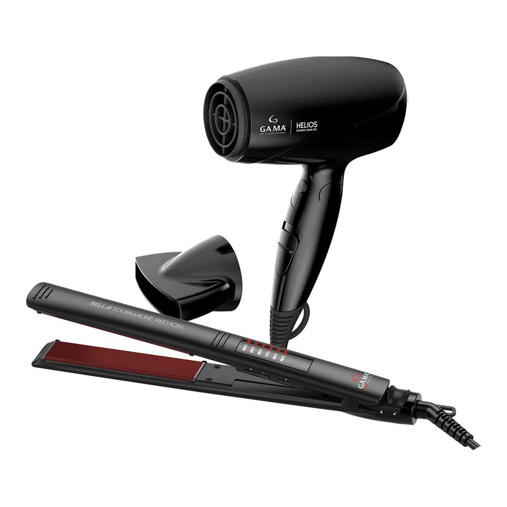 Combo Gama Alisadora Led Bella Tourmaline BECHS0000002120 y Secador Helios Mango Plegable