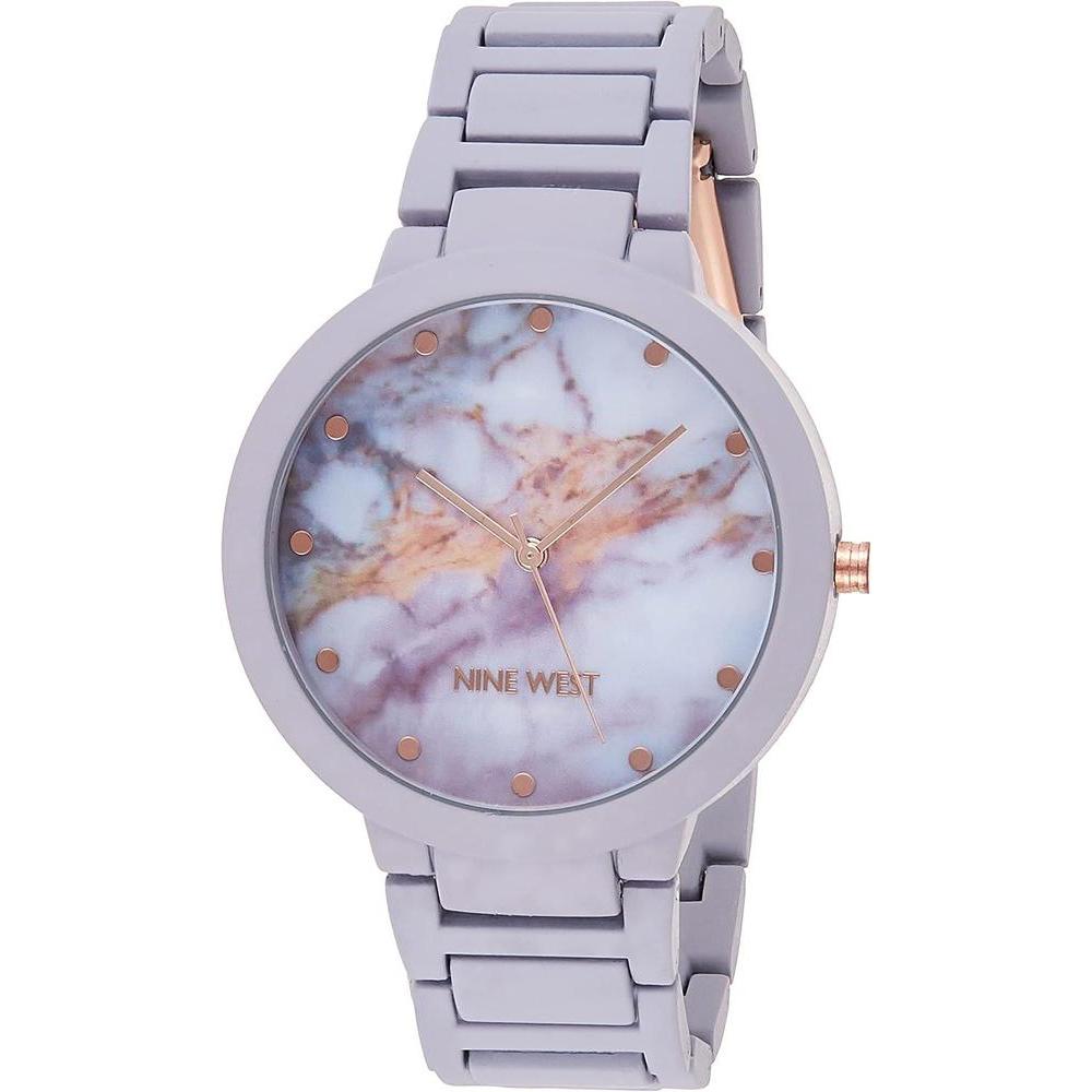 Nine West Reloj para Mujer con Banda de Goma Lavanda y Detalles Oro Rosa