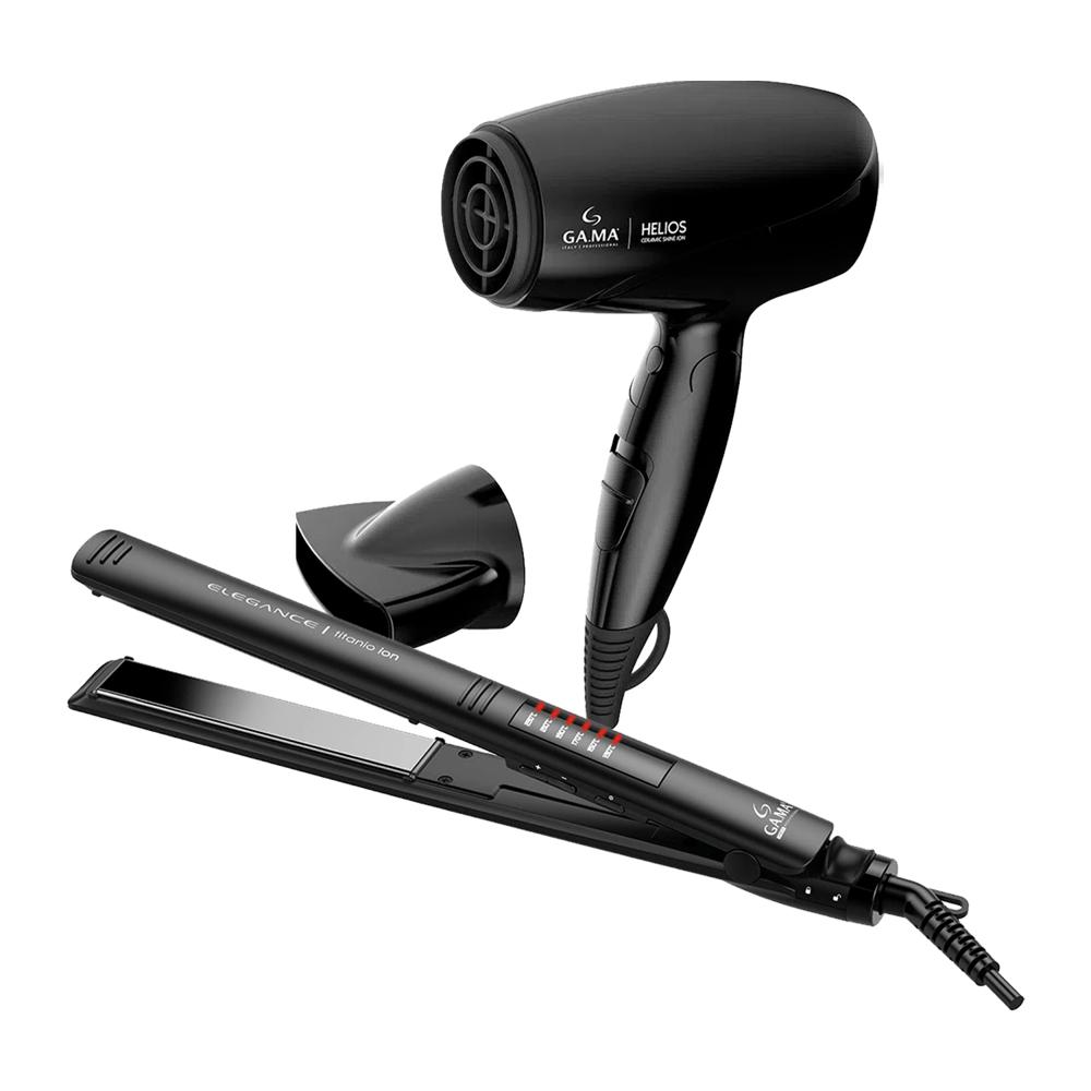 Combo Gama Alisadora Led Titanio BECHS0000001467 y Secador Helios Mango Plegable