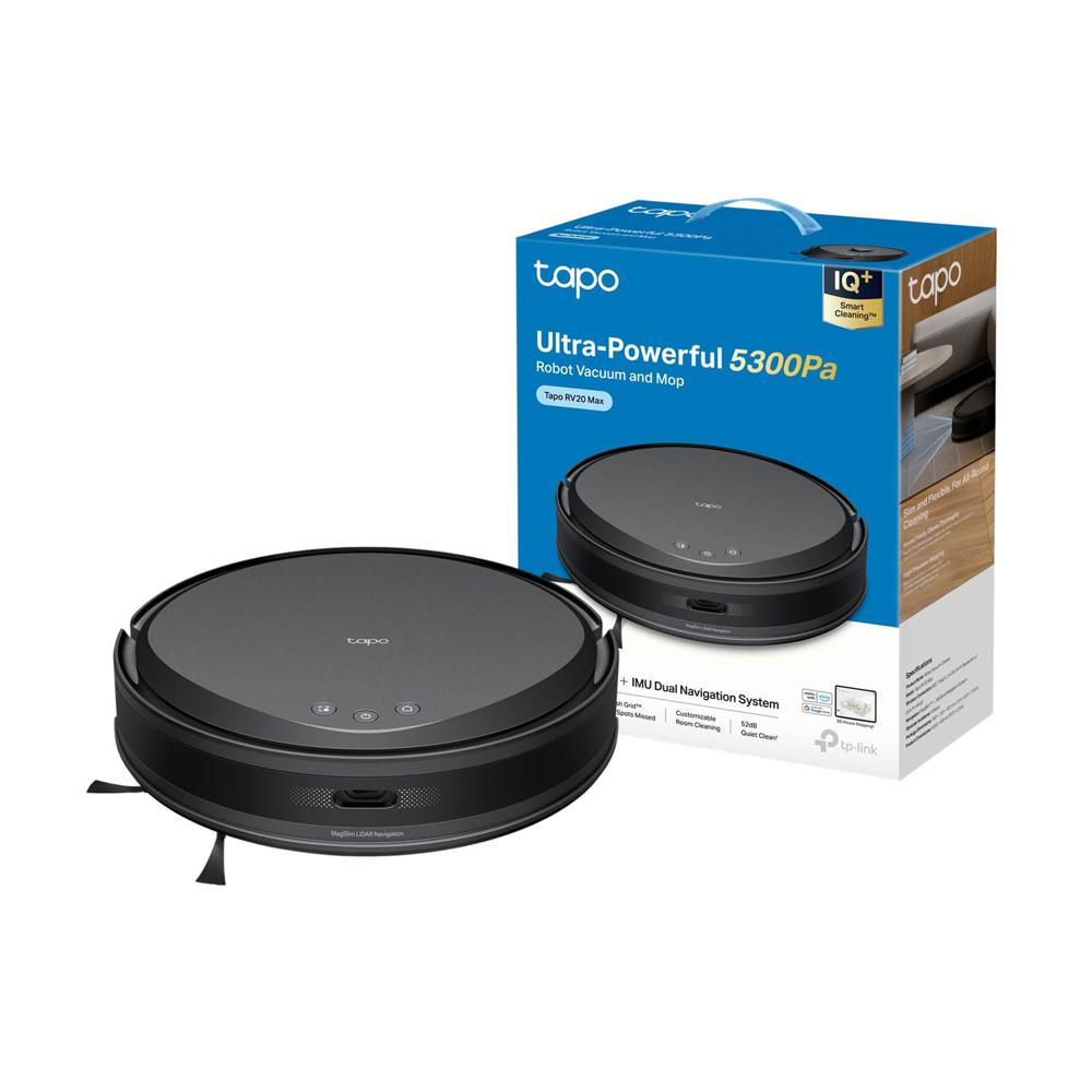 Robot Tapo RV20 Max Aspirador trapeador MagSlim 5300Pa Succión Negro
