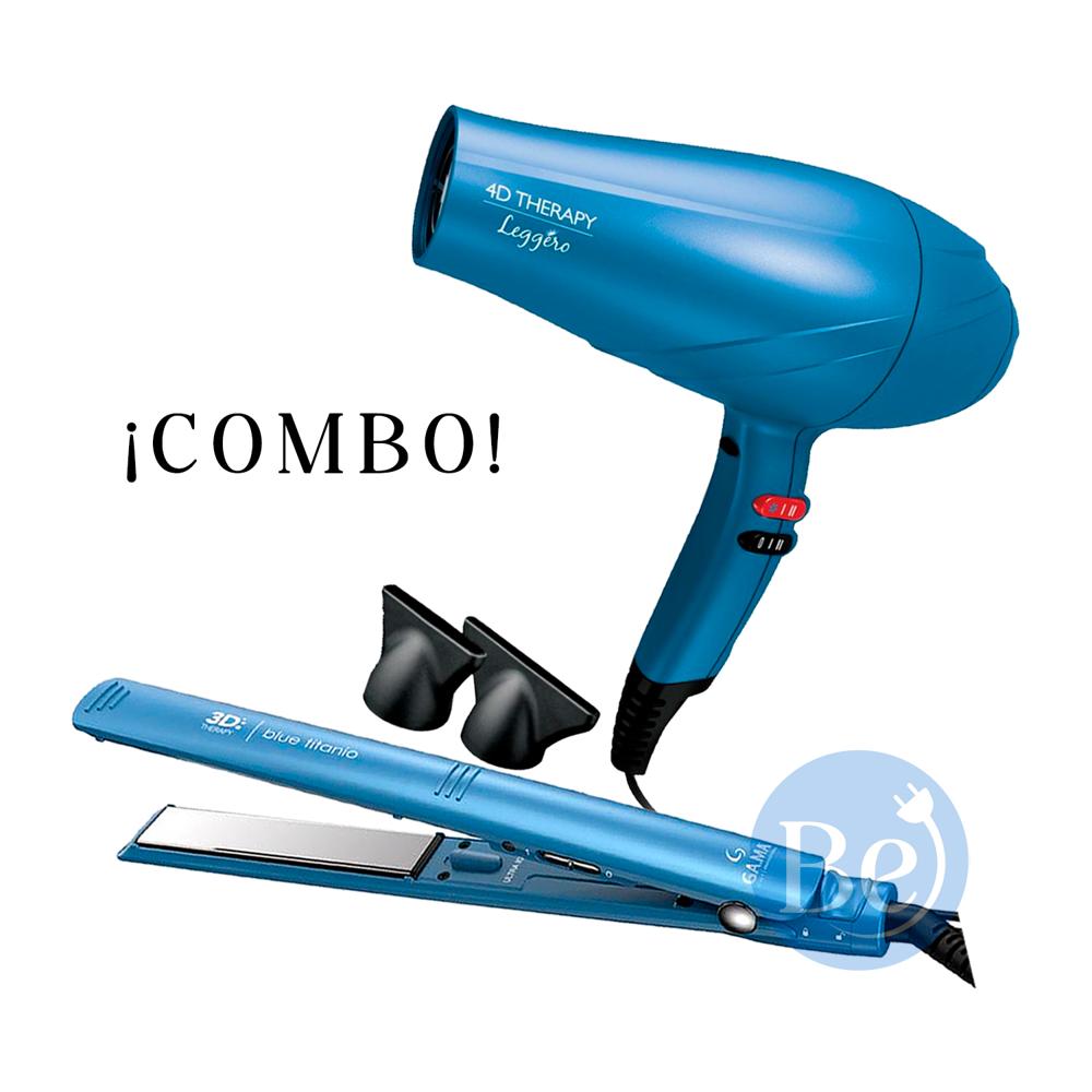 Combo Gama Alisadora Blue Titanio BECHS0000002426 y Secador Leggero BECHD0000001393