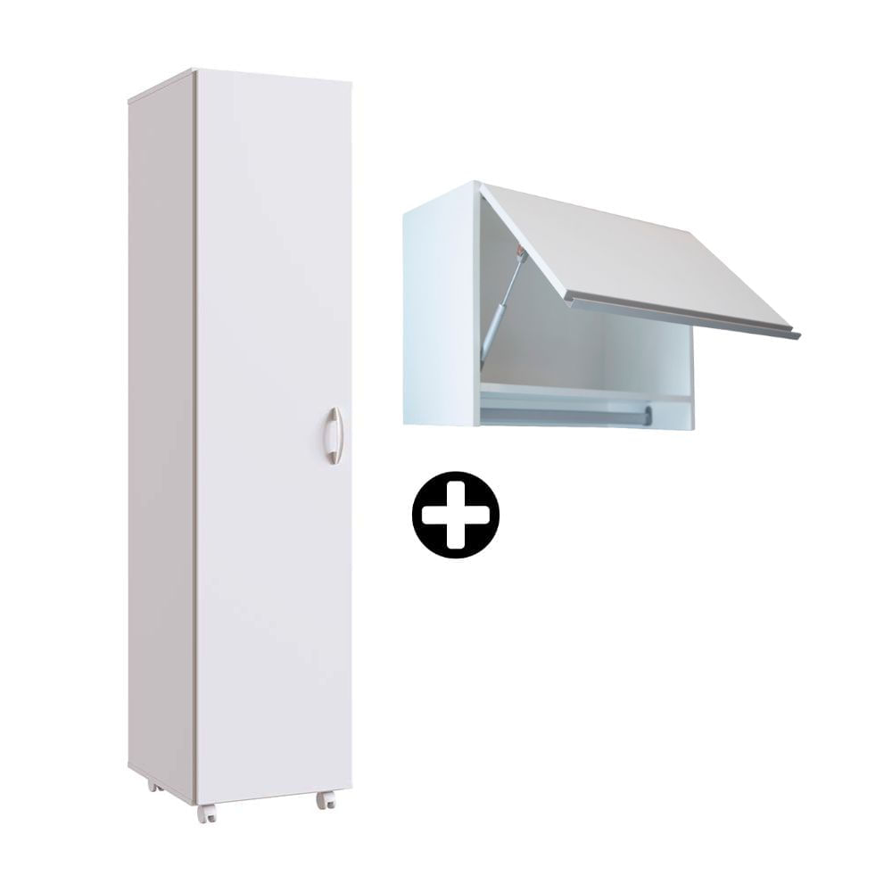 COMBO Orange: Mueble multiuso para lavanderia Dalia MDP 1 Puerta Blanco + Mueble alto para lavandería