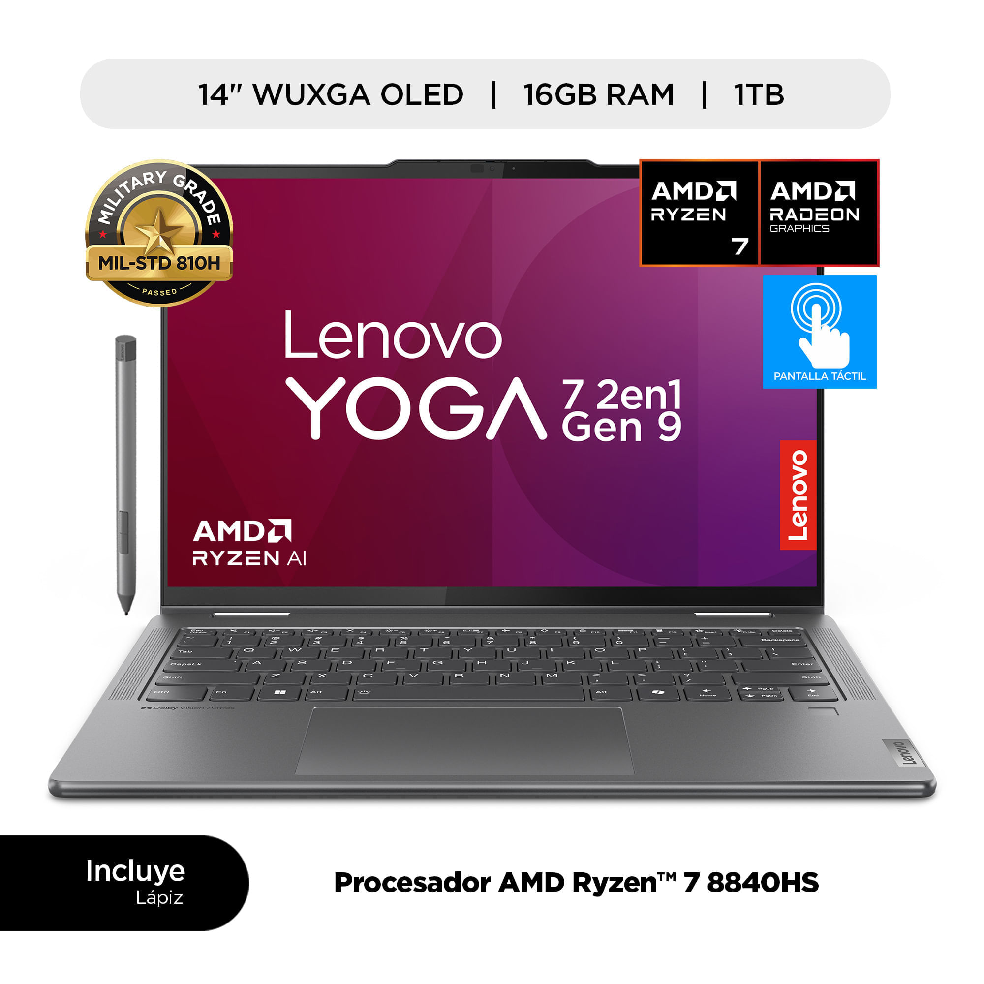 Laptop LENOVO Yoga 7 2en1 14AHP9 14"" AMD Ryzen 7 8840HS 16GB 1TB SSD