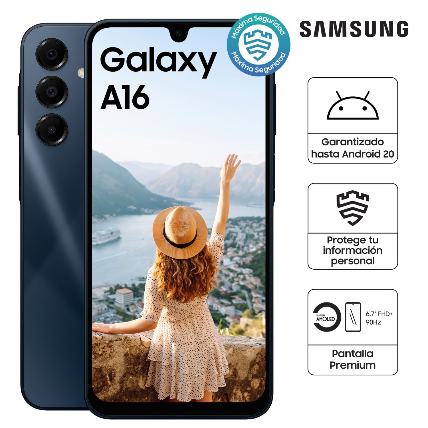 Celular Samsung A16 SM-A165MZKALTP 4GB RAM 128GB 6.7" Negro