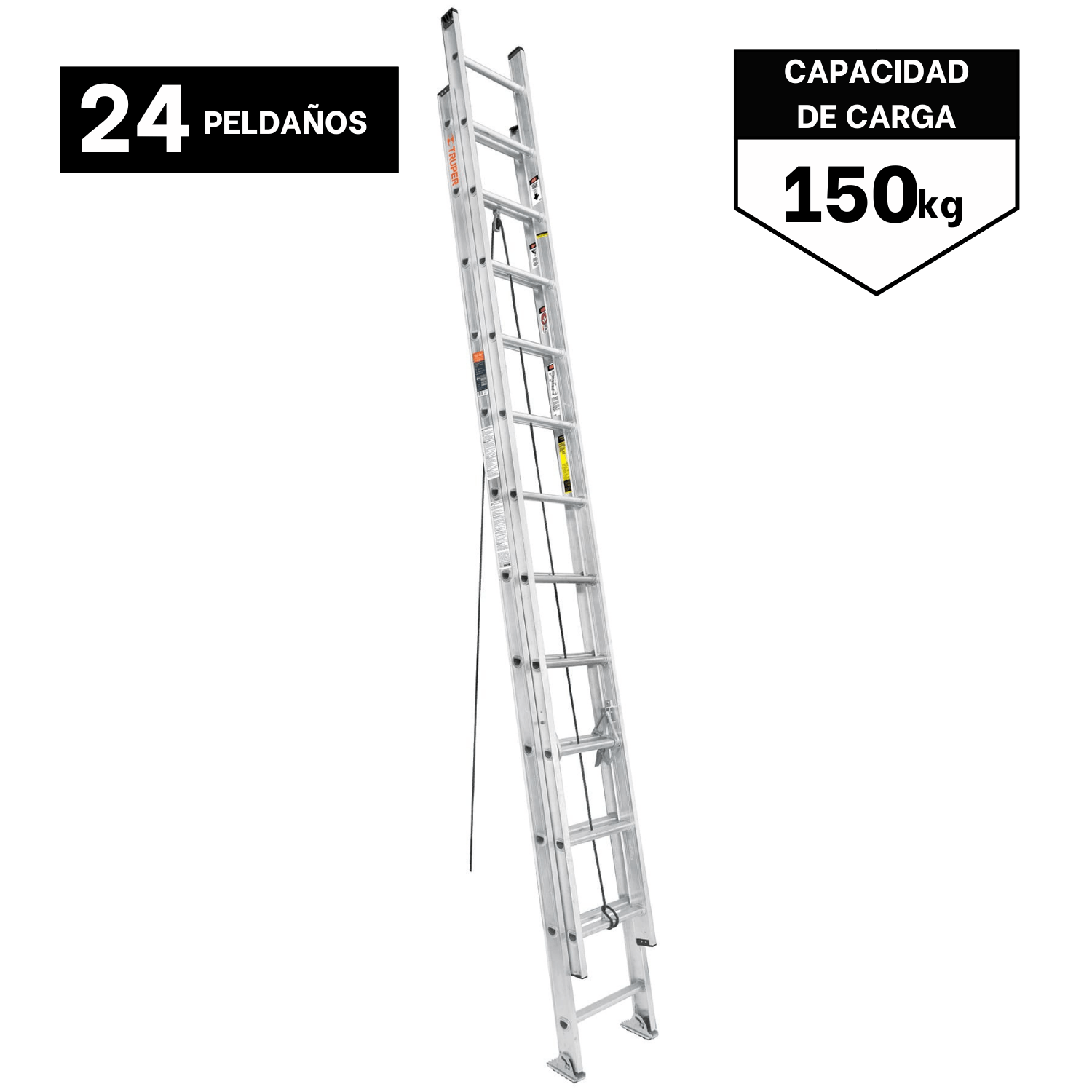 Escalera Telescópica 24 Peldaños 150KG Truper 16028