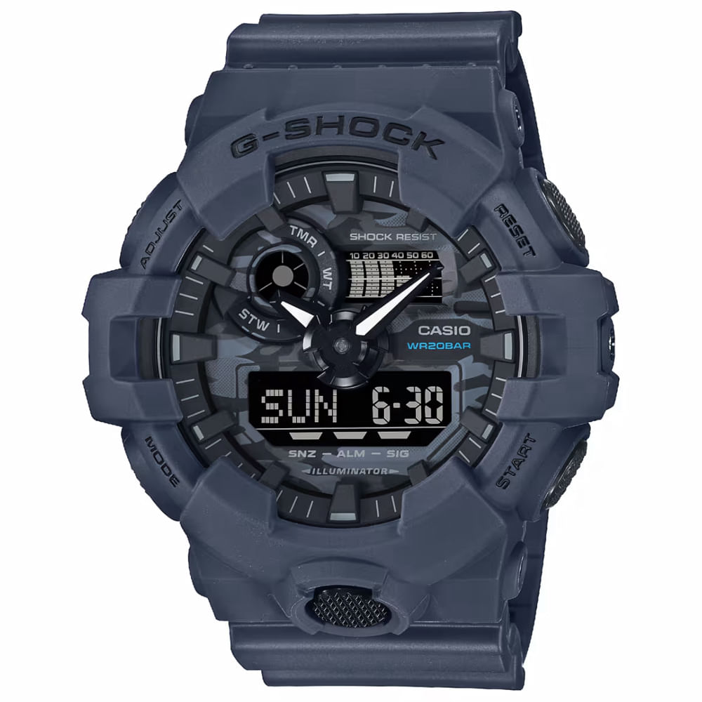 Reloj Casio G-Shock GA700CA-2A Digital Analógico Acuático Luz Led Resina Azul Oscuro
