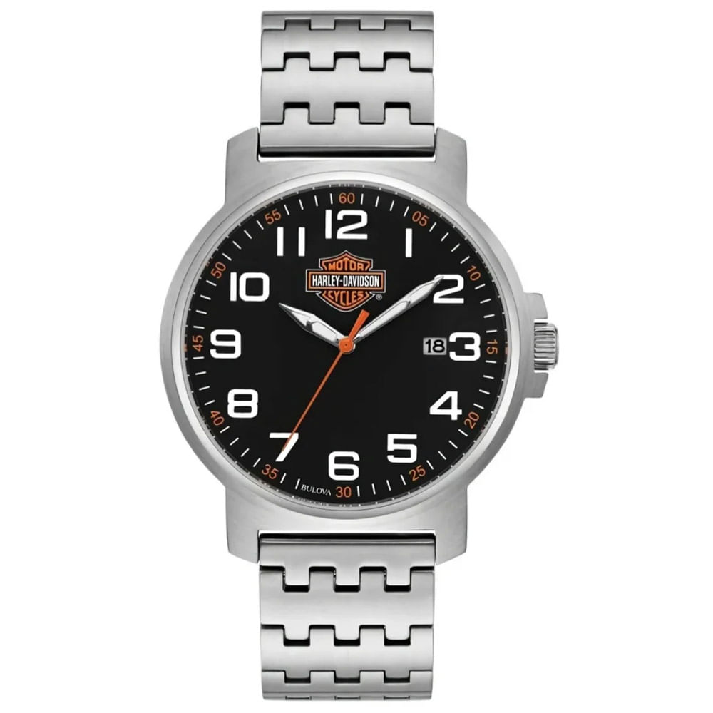 Reloj Bulova Harley Davidson 76B187 Edicion Limitada Fecha Acero Inoxidable Dial Negro
