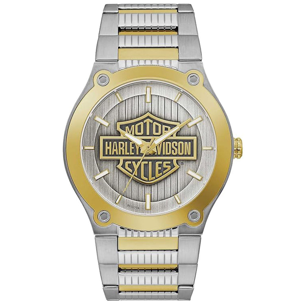 Reloj Bulova Harley Davidson 78A125 Edicion Limitada Acero Inoxidable Plateado Dorado