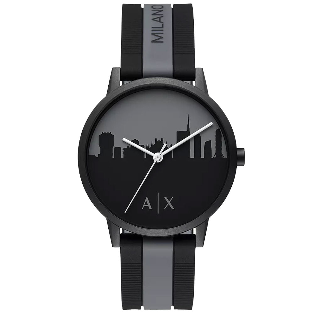 Reloj Armani Exchange Cayde AX2742 Acero Inoxidable Correa de Silicona Negro Gris