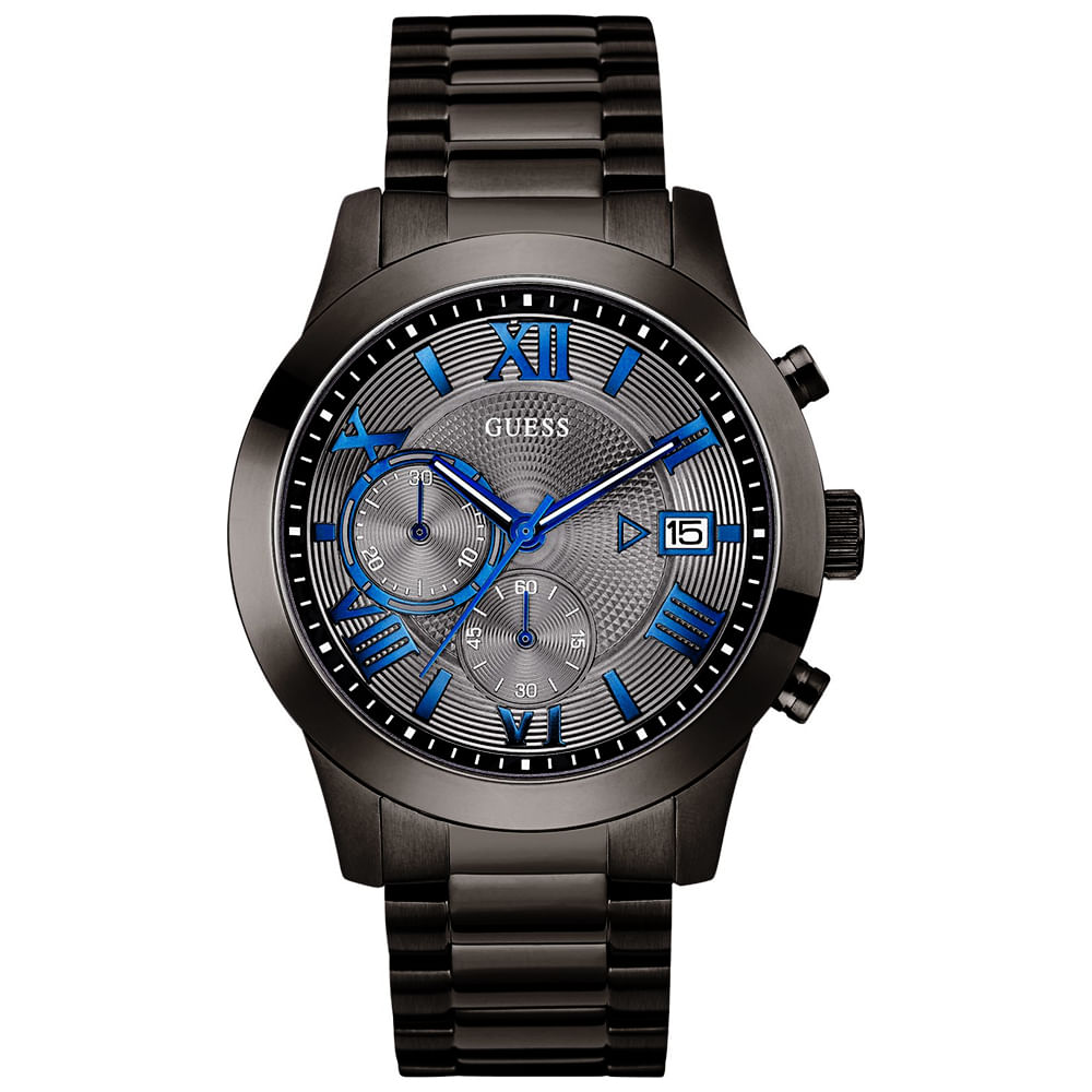 Reloj Guess Atlas U0668G2 Fecha Cronómetro Acero Inoxidable Gunmetal Oscuro