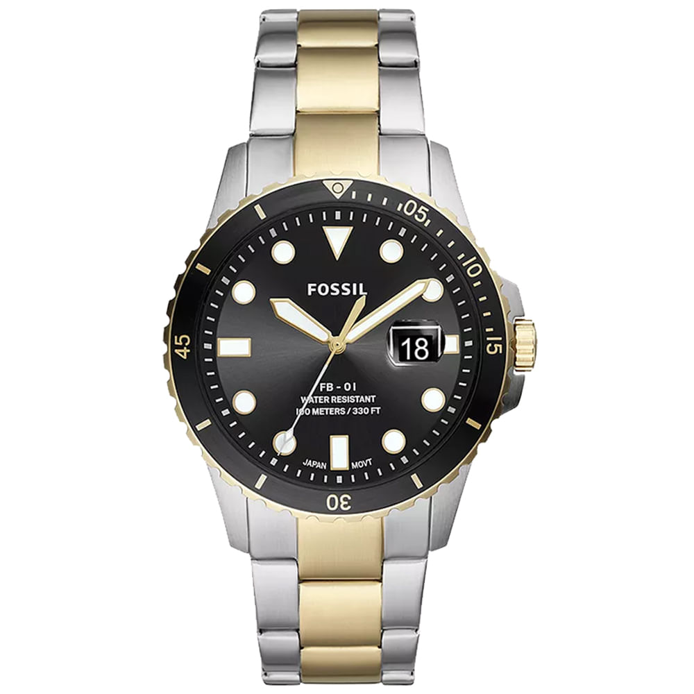Reloj Fossil FB-01 FS5653 Para Hombre Fecha Acero Inoxidable Plateado Dorado