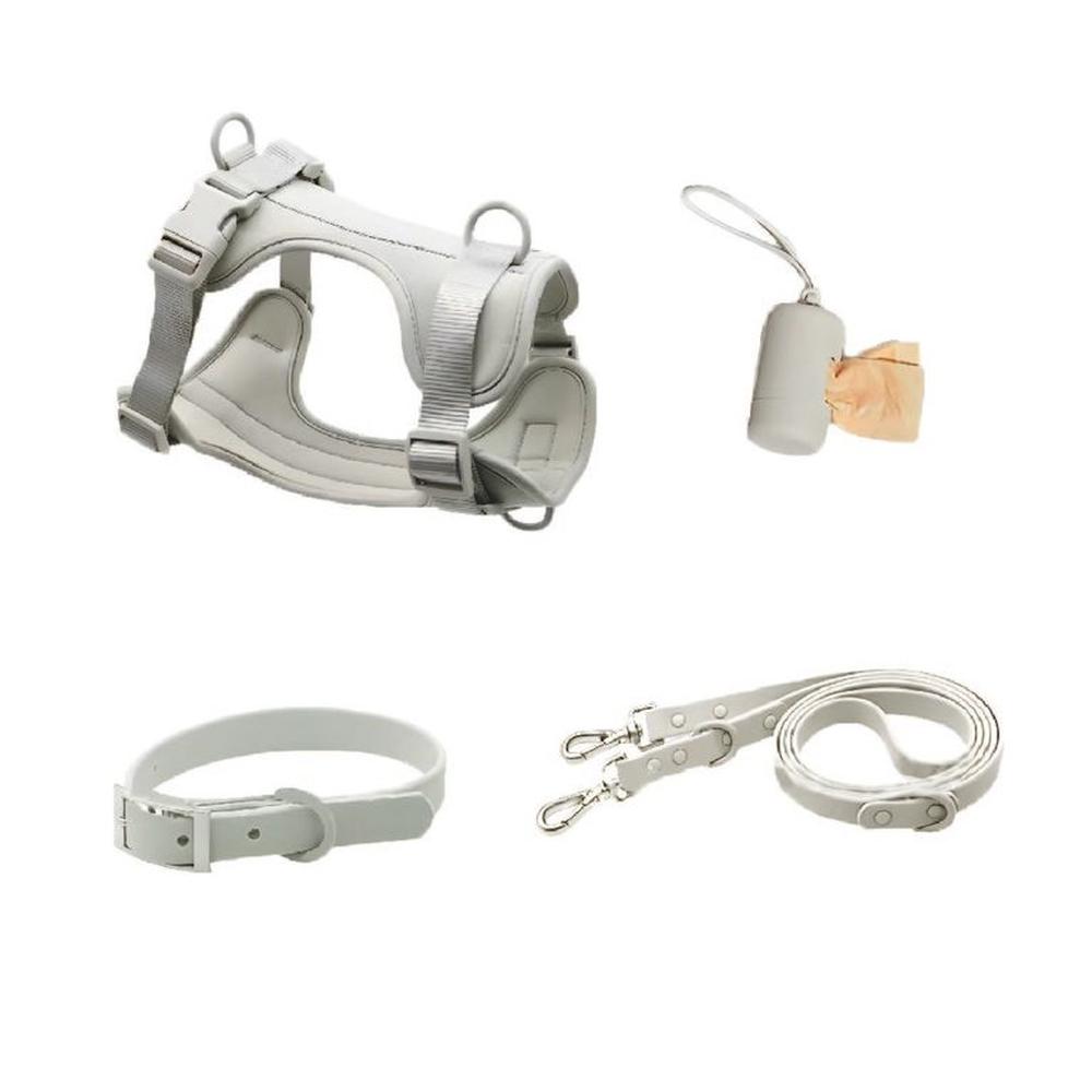 Pack Arnés + Collar + Correa + Dispensador Gris - Talla S Pack Arnés + Collar + Correa + Dispensador Gris - Talla S