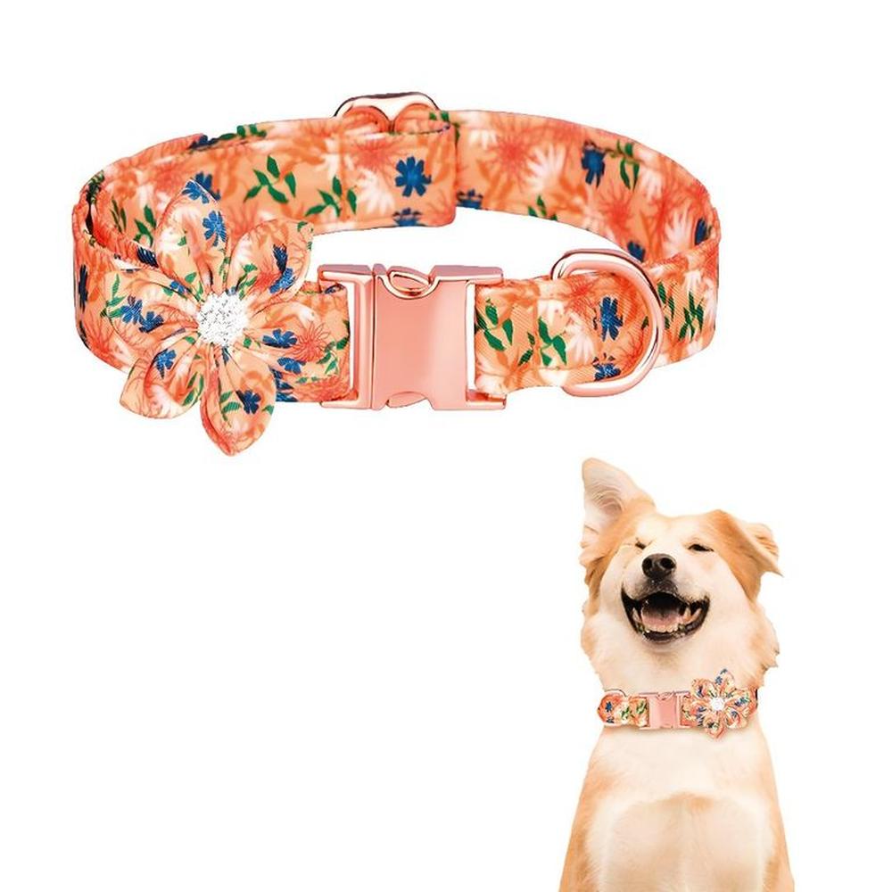 Collar Floral Para Mascotas Melón - Talla M Collar Floral Para Mascotas Melón - Talla M