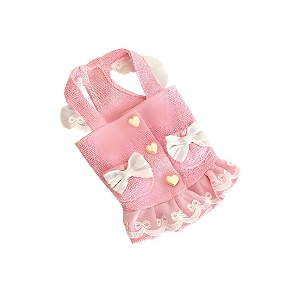 Ropa Para Perros Vestido Lazos Rosado - Talla XS