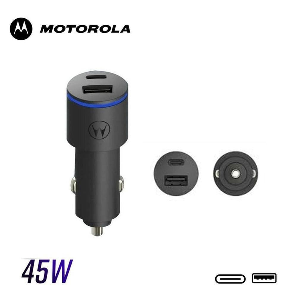 Cargador Auto Motorola 45W turbopower Duo SJV102 UsbA y UsbC Con Cable