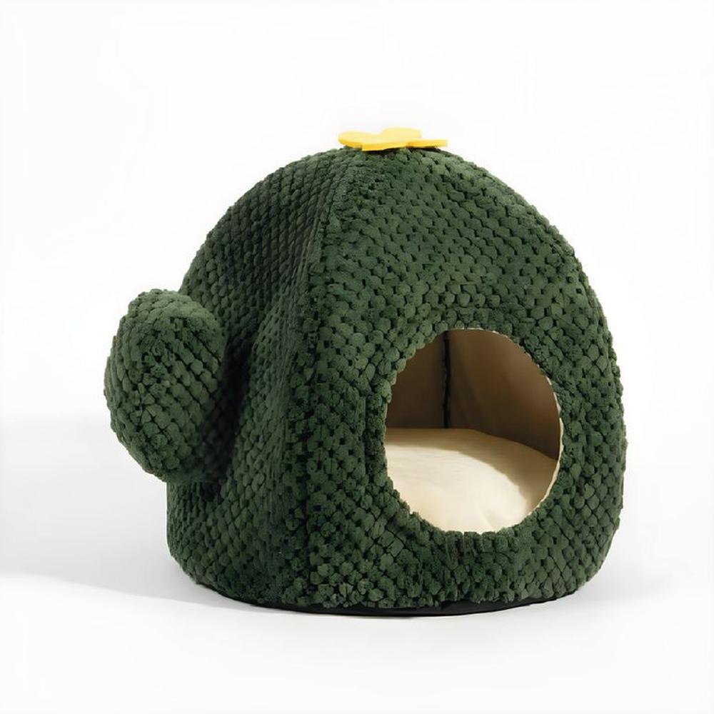 Cama Cactus Cueva Para Gatos Chenille Verde Oscuro Cama Cactus Cueva Para Gatos Chenille Verde Oscuro