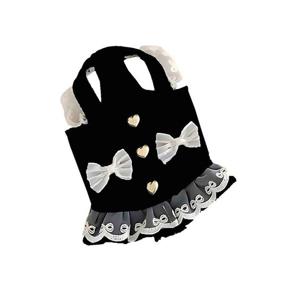 Ropa Para Perros Vestido Lazos Negro - Talla XS
