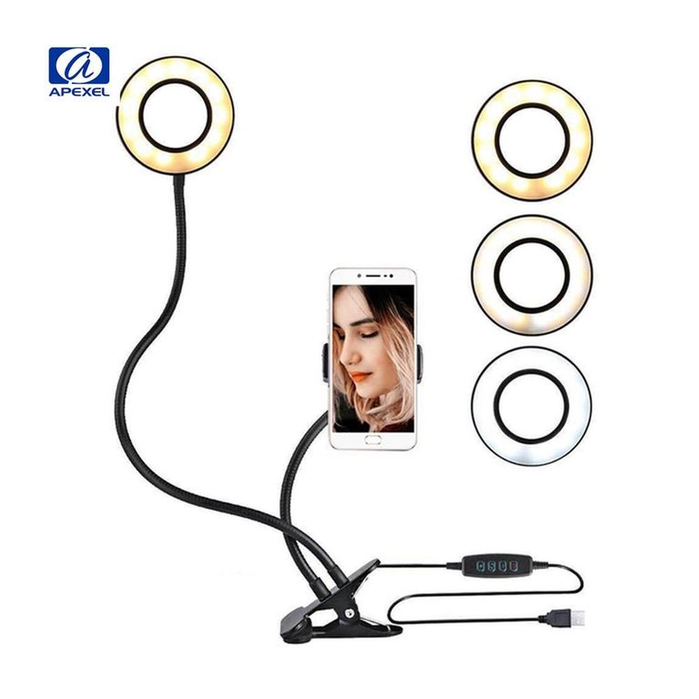 Soporte De Teléfono Apexel FL04 Live Stream Aro De Luz Flexible Negro Soporte De Teléfono Apexel FL04 Live Stream Aro De Luz Flexible Negro