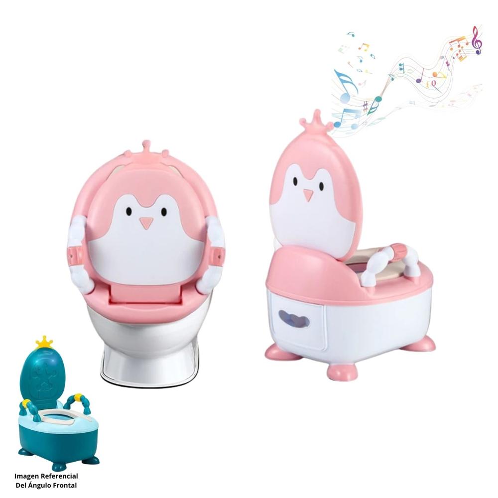 Bacín De Entrenamiento Pingüino Musical Rosado para Bebé