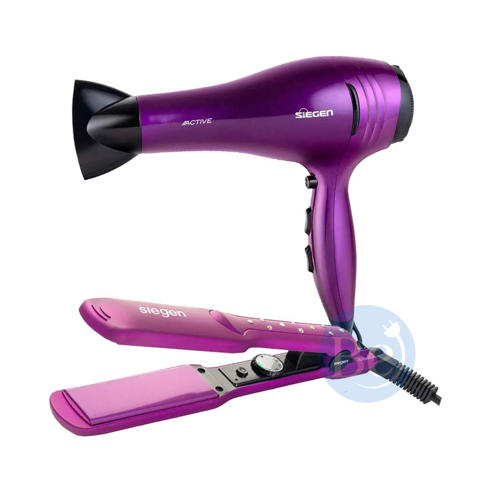 Combo Siegen Purple Alisadora SG-3540 Bright y Secador SG-3031