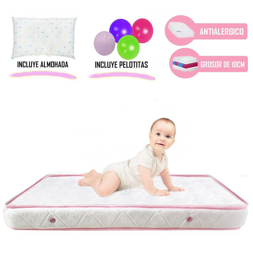 Colchón de Bebe para Cunas Pack and Play de 4 Rosado