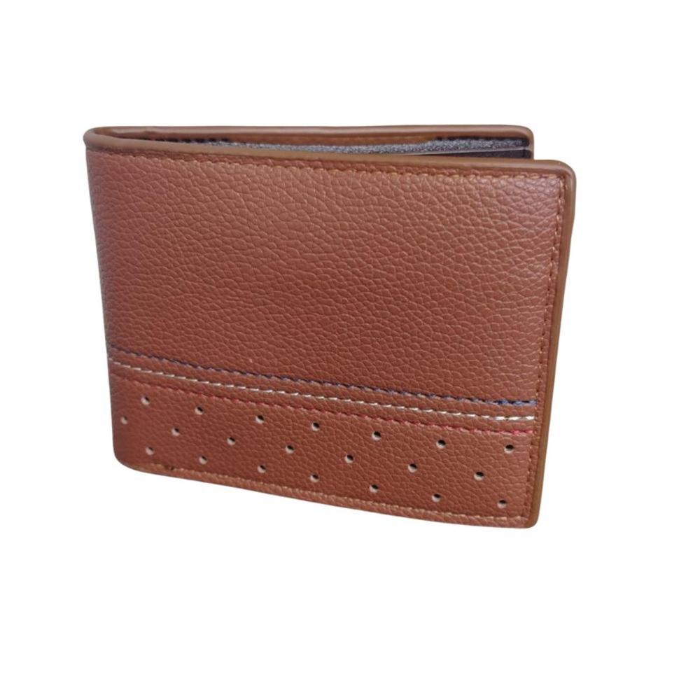 Billetera Elegante De Cuero PU Camel para Hombre Estilo Moderno