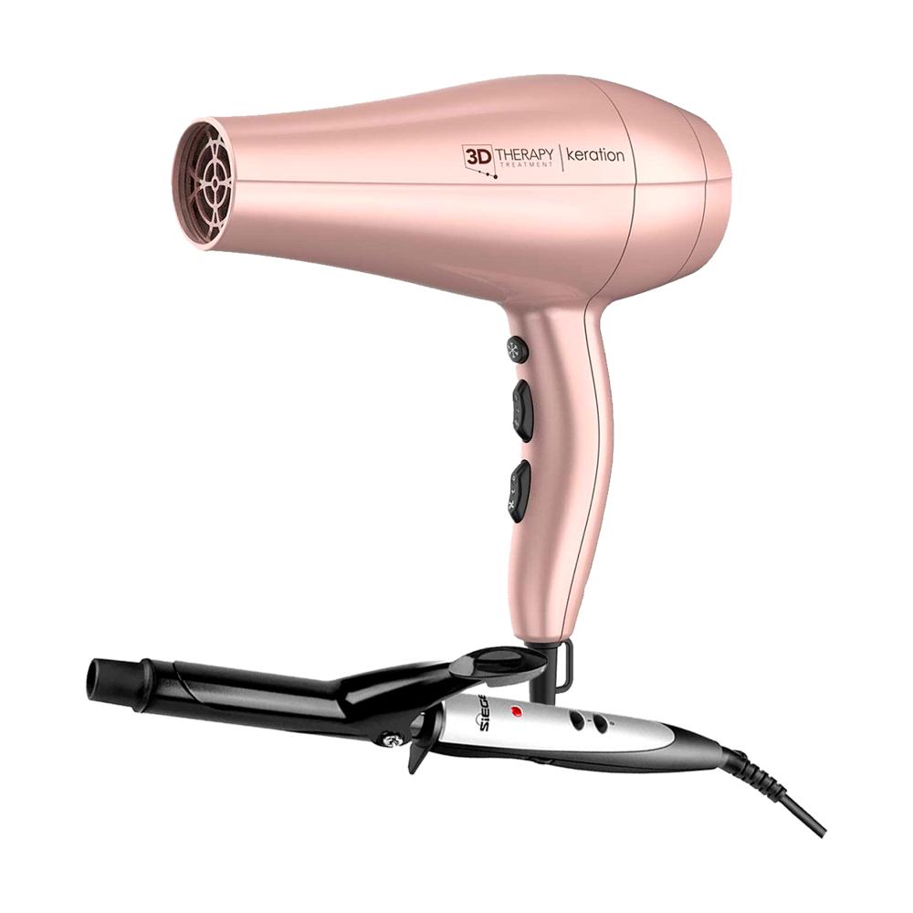 Combo Secador Gama Diva 3D Keration BECHD0000002033 y Rizador Siegen SG-2411