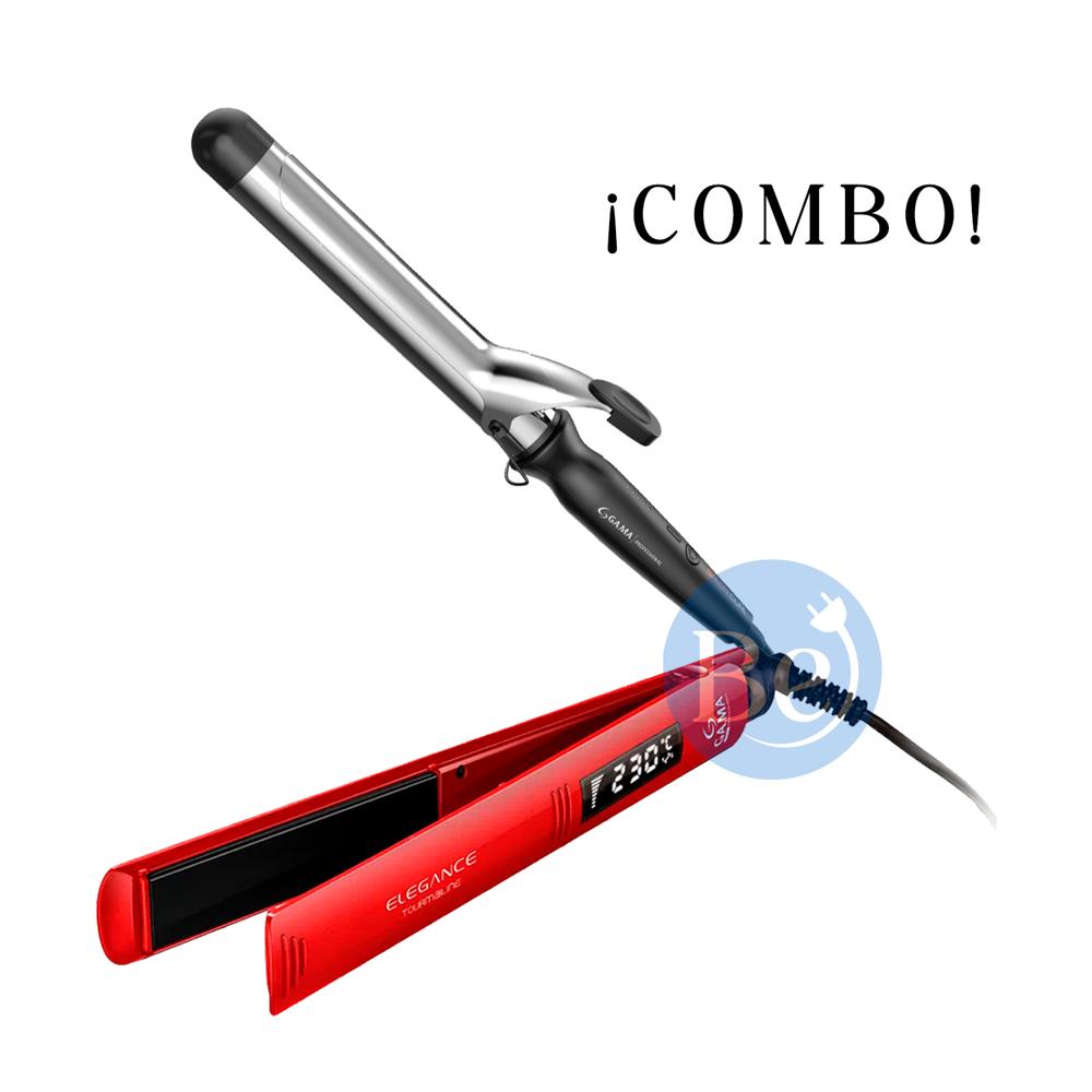 Combo Gama Alisadora Elegance Tourmaline BECHS0000001072 y Rizador SalonCurl 32mm