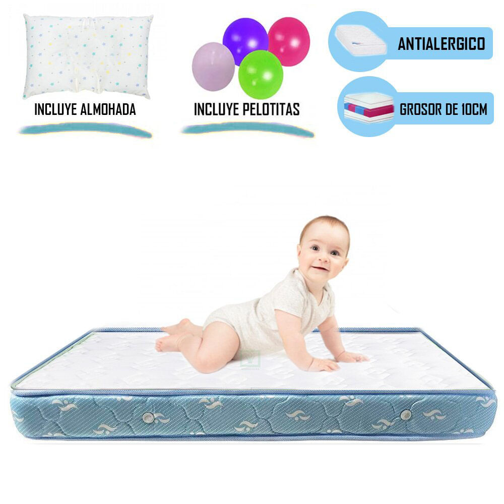 Colchón de Bebe para Cunas Pack and Play de 4 Celeste