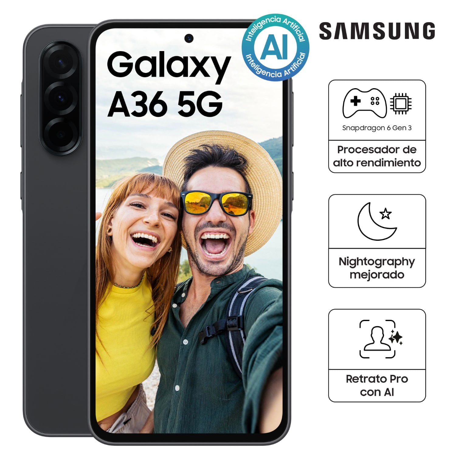 Celular Samsung A36 6GB RAM 128GB 6.7"" Negro